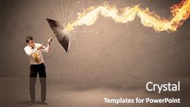  Presentation with defending - Slide deck enhanced with defending himself from a fire background and a violet colored foreground