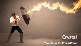  Presentation with defending - Cool new PPT theme with defending himself from a fire backdrop and a violet colored foreground