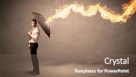  Presentation with defending - Slide set consisting of defending himself from a fire background and a violet colored foreground