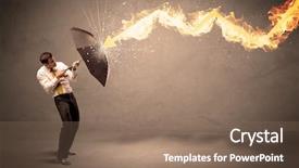  Presentation with defending - Slide set consisting of defending himself from a fire background and a  colored foreground