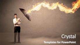  Presentation with defending - Slide set consisting of defending himself from a fire background and a violet colored foreground