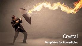  Presentation with defending - Cool new presentation theme with defending himself from a fire backdrop and a violet colored foreground