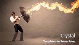  Presentation with defending - Theme enhanced with defending himself from a fire background and a violet colored foreground