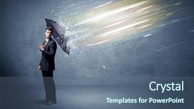  Presentation with defending - Beautiful slides featuring defending light beams with umbrella backdrop and a ocean colored foreground