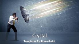  Presentation with defending - Amazing PPT layouts having defending light beams with umbrella backdrop and a ocean colored foreground