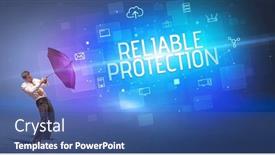  Presentation with defending - Slides having defending-with-umbrella-from-cyber background and a ocean colored foreground