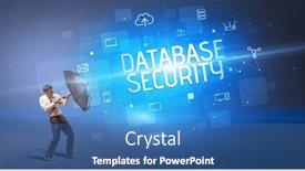  Presentation with defending - Presentation theme with defending-with-umbrella-from-cyber background and a teal colored foreground