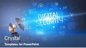  Presentation with defending - Slide deck consisting of defending-with-umbrella-from-cyber background and a teal colored foreground