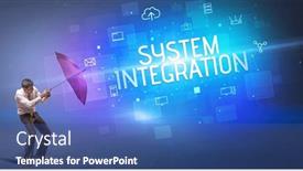  Presentation with defending - PPT layouts enhanced with defending-with-umbrella-from-cyber background and a ocean colored foreground