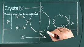  Presentation with tactics - Colorful theme enhanced with defensive tactics - hand drawing scheme of football backdrop and a ocean colored foreground