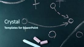  Presentation with tactics - Cool new PPT theme with defensive tactics - scheme football game on blackboard backdrop and a ocean colored foreground