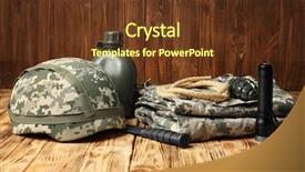  Presentation with military - Slide set consisting of defensive tactics - set of military outfit background and a tawny brown colored foreground
