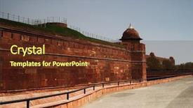 Presentation with delhi sutans - Beautiful PPT theme featuring defensive wall of red fort backdrop and a tawny brown colored foreground
