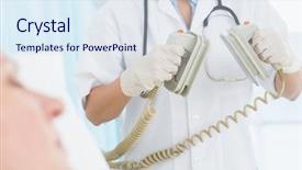  Presentation with save - Slide deck enhanced with desfibrilation - doctor save a patient life background and a sky blue colored foreground