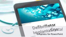  Presentation with deliver - Presentation design with defibrillator-implantation-medical-procedures background and a light gray colored foreground
