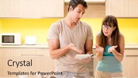  Presentation with personal - Colorful slide deck enhanced with deficit - young family struggling with personal backdrop and a lemonade colored foreground