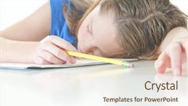  Presentation with young children at school - Theme with deficit - young girl falling asleep background and a sky blue colored foreground