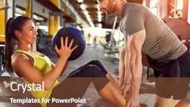  Presentation with female - Colorful presentation theme enhanced with define - female exercising six pack muscles backdrop and a red colored foreground