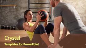  Presentation with exercises - Slides having define - girl exercises abs muscles using background and a tawny brown colored foreground