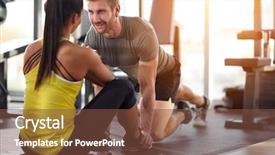  Presentation with training aspire man running - Colorful slide deck enhanced with define - man and woman looking backdrop and a  colored foreground