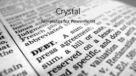  Presentation with dictionary - Theme enhanced with definition of debt in dictionary background and a light gray colored foreground