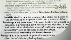  Presentation with definition - Amazing PPT theme having definition-of-healthy-in-dictionary backdrop and a soft green colored foreground