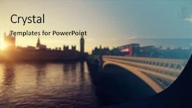  Presentation with rush hour - Colorful PPT theme enhanced with defocused background of london traffic near big ben of westminster in rush hour in the sunset backdrop and a soft green colored foreground