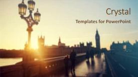  Presentation with rush hour - Presentation design having defocused background of london traffic background and a soft green colored foreground