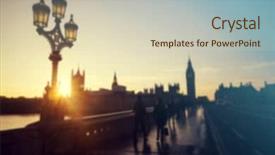  Presentation with rush hour - Beautiful slide deck featuring defocused background of london traffic near big ben of westminster in rush hour in the sunset backdrop and a soft green colored foreground