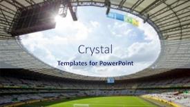  Presentation with football stadium - PPT theme consisting of defocused-background-of-soccer background and a sky blue colored foreground