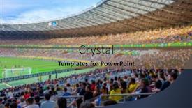  Presentation with football stadium - Slide deck consisting of defocused-background-of-soccer background and a coral colored foreground