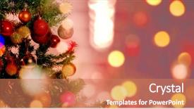  Presentation with christmas fireplace log fire burns - Amazing theme having defocused of christmas tree lights backdrop and a coral colored foreground