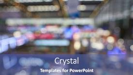  Presentation with exhibition - Colorful PPT layouts enhanced with defocused-top-view-of-exhibition backdrop and a ocean colored foreground