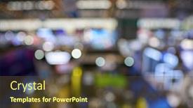  Presentation with exhibition - Audience pleasing theme consisting of defocused-top-view-of-exhibition backdrop and a tawny brown colored foreground