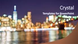  Presentation with brooklyn - Audience pleasing slides consisting of defocused view of new-york city downtown from brooklyn at evening backdrop and a navy blue colored foreground