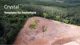  Presentation with deforestation - PPT theme consisting of deforestation aerial photo of destroyed forest environment background and a tawny brown colored foreground