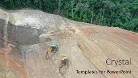  Presentation with deforestation - Slides with deforestation-aerial-photo-of-diggers background and a mint green colored foreground