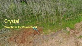 Presentation with forestry - Theme having deforestation aerial photo of forestry background and a tawny brown colored foreground