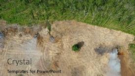  Presentation with destruction - Amazing slide deck having deforestation-and-destruction-of-rainforest backdrop and a coral colored foreground