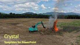  Presentation with palm oil - Beautiful presentation design featuring deforestation and environmental destruction forest backdrop and a tawny brown colored foreground