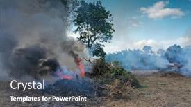  Presentation with deforestation - Beautiful PPT theme featuring deforestation-and-fire-rainforest backdrop and a ocean colored foreground