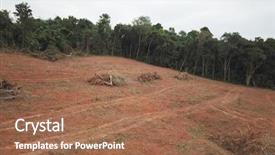  Presentation with destruction - Amazing PPT layouts having deforestation environmental destruction of rainforest backdrop and a coral colored foreground