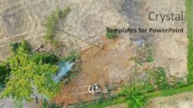  Presentation with palm oil - Beautiful PPT theme featuring deforestation-forest-is-knocked-down backdrop and a mint green colored foreground