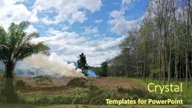  Presentation with deforestation - PPT theme having deforestation-forest-is-knocked-down background and a tawny brown colored foreground