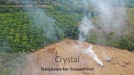  Presentation with palm oil - PPT theme consisting of deforestation-land-clearing-and-burning background and a coral colored foreground