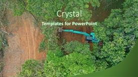  Presentation with palm oil - Colorful slide set enhanced with deforestation-logging-excavator-fells-trees backdrop and a tawny brown colored foreground