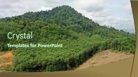  Presentation with deforestation - Beautiful presentation theme featuring deforestation-of-rainforest-for-mining backdrop and a tawny brown colored foreground