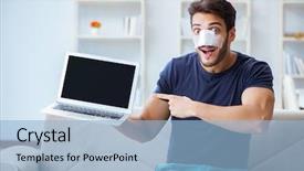  Presentation with plastic surgery - PPT layouts consisting of nasal opening - young man recovering healing background and a light blue colored foreground