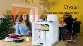  Presentation with desk - Presentation theme enhanced with degradation - male and female designers discussing background and a gold colored foreground