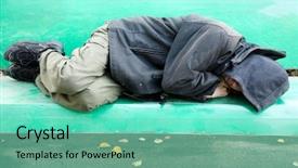  Presentation with homeless - Cool new PPT theme with degradation - sleeping homeless man backdrop and a seafoam green colored foreground